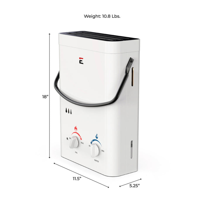 Eccotemp 5L Portable Outdoor Tankless Water Heater w/ EccoFlo Diaphragm 12V Pump and Strainer