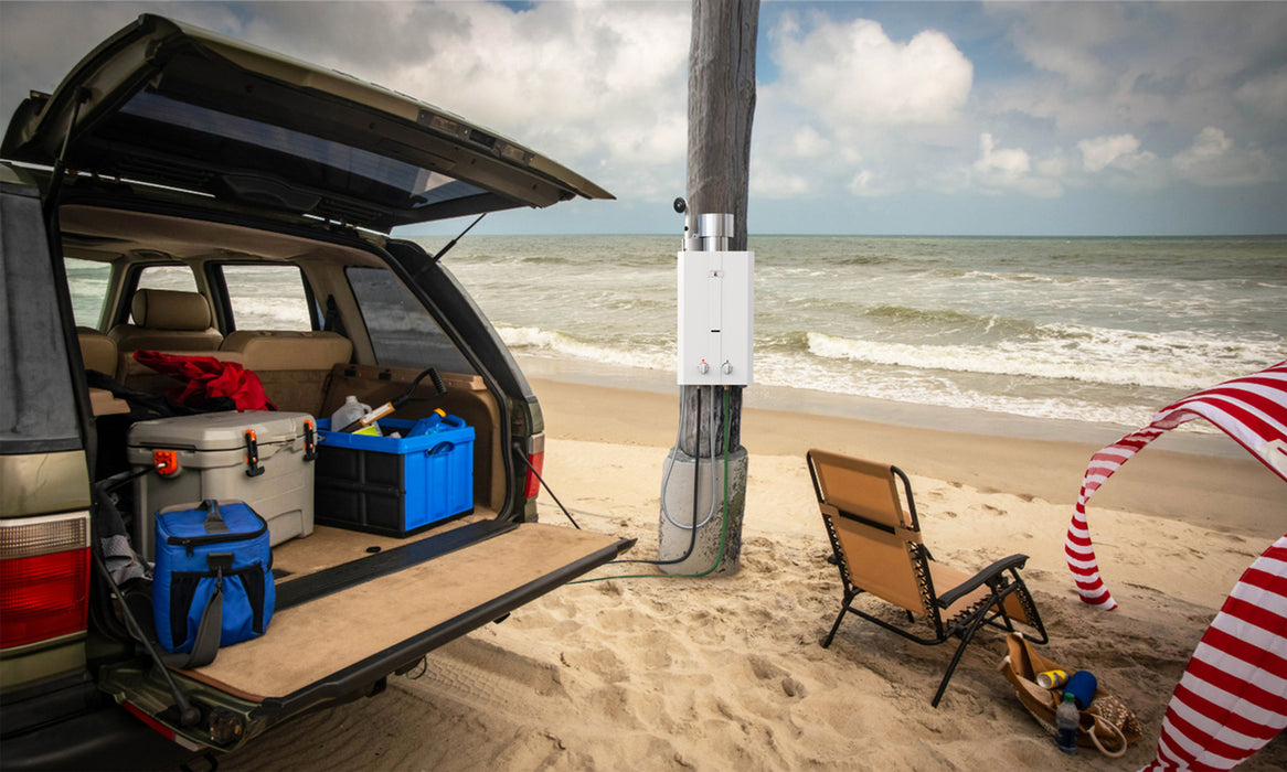 Eccotemp L10 3.0 GPM Portable Outdoor Tankless Water Heater w/ EccoFlo Diaphragm 12V Pump and Strainer