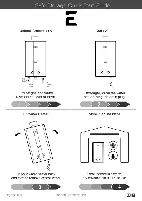 Eccotemp L10 3.0 GPM Portable Outdoor Tankless Water Heater w/ EccoFlo Diaphragm 12V Pump and Strainer