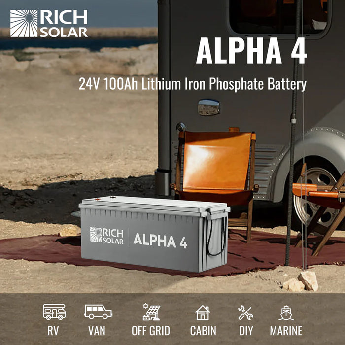 ALPHA | 24V 100Ah LiFePO4 Battery | Powerful 24V Lithium Battery for RVs, Trailers, Vans, Boats, Off-Grid | 5,000/4,000 Lifetime Cycles | Bluetooth and Internal Heat Technology