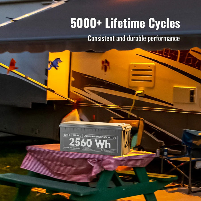 ALPHA 2 | 12V 200Ah LiFePO4 Battery | Powerful 12V Lithium Battery for RVs, Trailers, Vans, Boats, Off-Grid | 5,000/4000/7000 Lifetime Cycles | Bluetooth and Internal Heat Technology