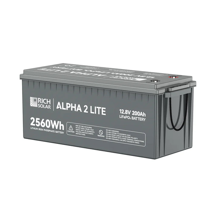 ALPHA 2 | 12V 200Ah LiFePO4 Battery | Powerful 12V Lithium Battery for RVs, Trailers, Vans, Boats, Off-Grid | 5,000/4000/7000 Lifetime Cycles | Bluetooth and Internal Heat Technology