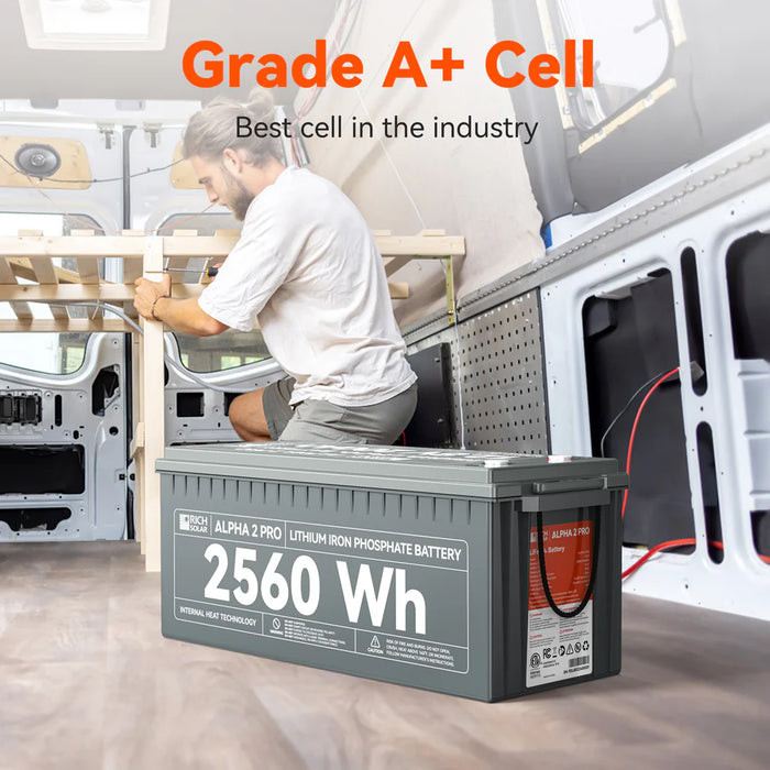 ALPHA 2 | 12V 200Ah LiFePO4 Battery | Powerful 12V Lithium Battery for RVs, Trailers, Vans, Boats, Off-Grid | 5,000/4000/7000 Lifetime Cycles | Bluetooth and Internal Heat Technology