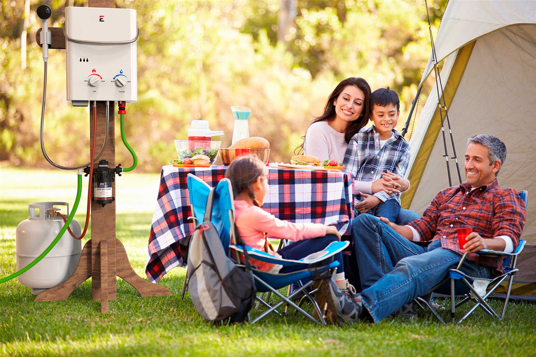 Eccotemp 5L Portable Outdoor Tankless Water Heater w/ EccoFlo Diaphragm 12V Pump and Strainer