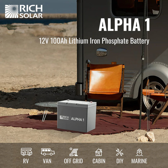 ALPHA  | 12V 100Ah LiFePO4 Battery | Premium 12V Lithium Battery for Off-Grid, RVs, Boats | 5,000/4,000/7,000 Lifetime Cycles | 10-Year Warranty | UL1973 Certified