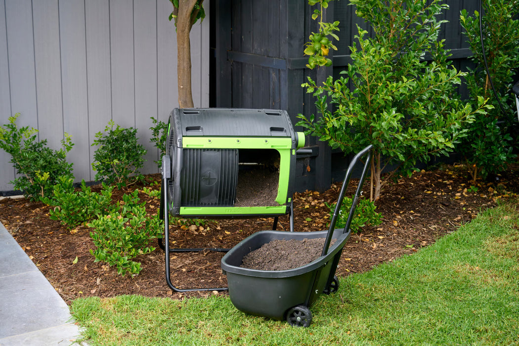 RSI-Maze48GallonGearedTwoCompartmentCompostTumblerandCart_1