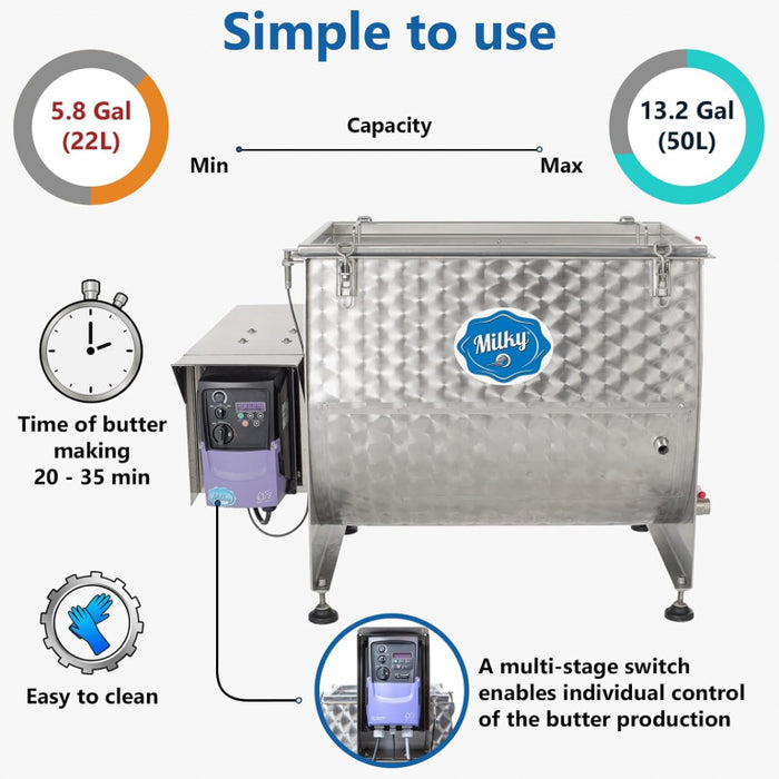 Electric butter churn Milky FJ 100 C with tilting mechanism (2x115V)