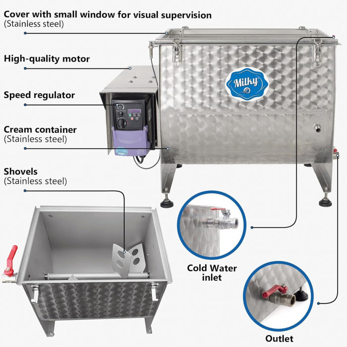 Electric butter churn Milky FJ 100 C with tilting mechanism (2x115V)