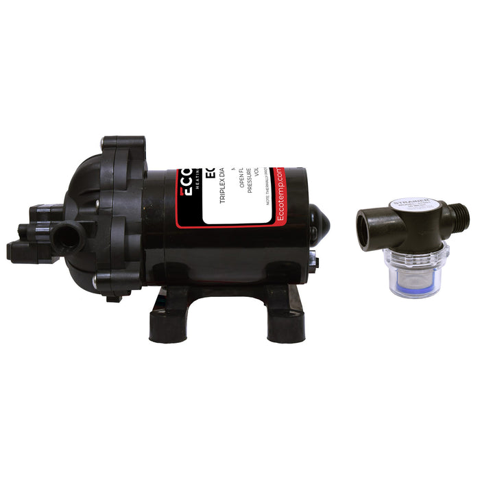 Eccotemp L10 3.0 GPM Portable Outdoor Tankless Water Heater w/ EccoFlo Diaphragm 12V Pump and Strainer