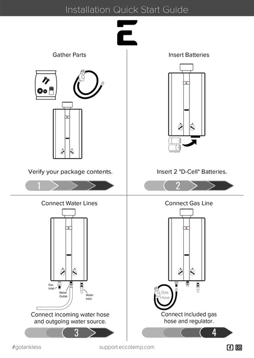 Eccotemp L10 3.0 GPM Portable Outdoor Tankless Water Heater w/ EccoFlo Diaphragm 12V Pump and Strainer